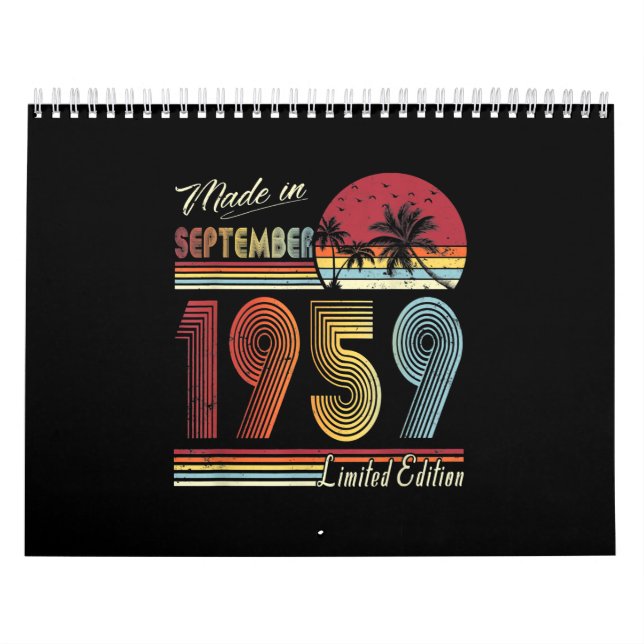 Calendario Hecho En Septiembre De 1959 62 Años (Tapa)
