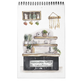 Calendario Heirloom Keepsake de la receta familiar | Acuarela