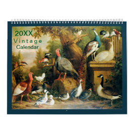 Calendario Hermosa colección de aves con sentido vintage
