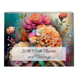 Calendario Hermosas flores pintadas de mes de nacimiento
