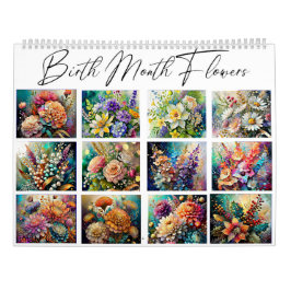 Calendario Hermosas flores pintadas del mes de nacimiento