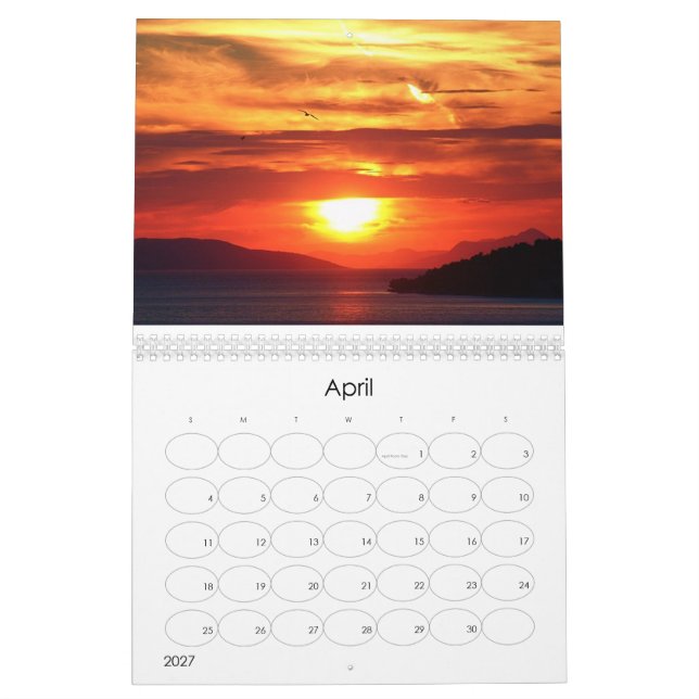 Calendario Hermosas fotos de Sunset (Apr 2027)