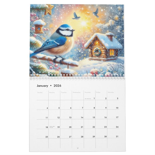 Calendario Hermosas pinturas de aves (Jan 2026)