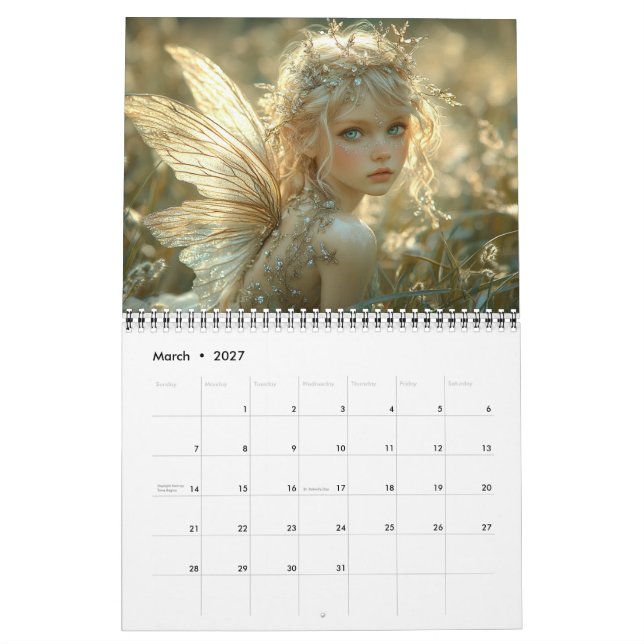 Calendario Hermosas y elegantes hadas de bosque (Mar 2027)