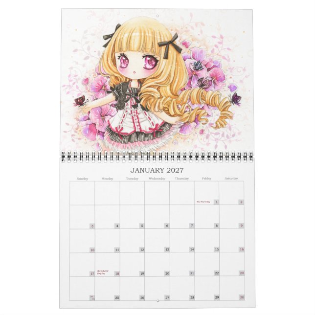 Calendario hermoso 2013 de los chicas del chibi (Jan 2027)