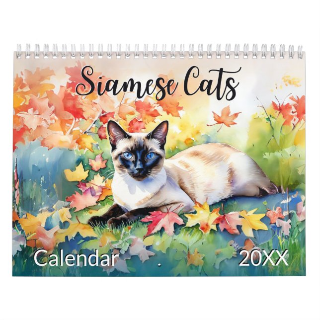 Calendario Hermoso animal acuático para gatos siameses (Tapa)