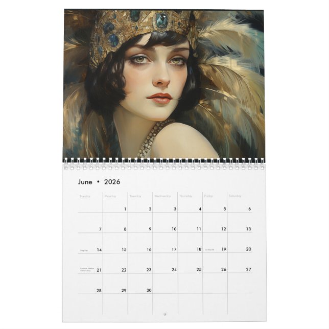 Calendario Hermoso arte deco rugiendo los años 20 (Jun 2026)