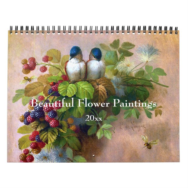 Calendario Hermoso Bella Artes de pintura de flores (Tapa)
