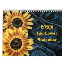 Calendario Hermoso país rústico amarillo girasol 2024