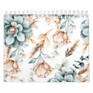 Calendario Hermoso patrón floral continuo con vintage