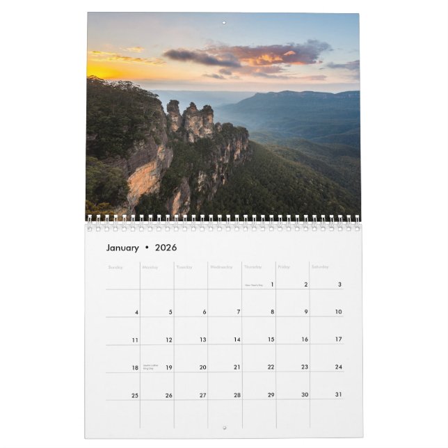 Calendario hermoso Sydney de la foto y montañas (Jan 2026)