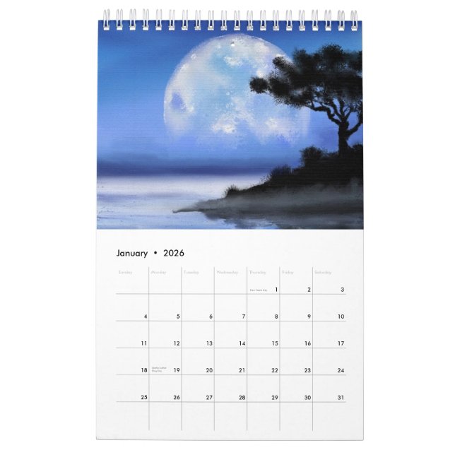 Calendario Hermosos paisajes - Arte de pintura acuarela (Jan 2026)