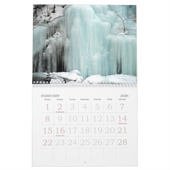Calendario Hermosos paisajes de Estados Unidos (Feb 2026)