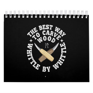 Calendario Herramientas divertidas de madera tallada en blanc