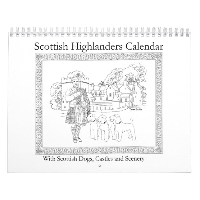 Calendario Highlanders, castillos y perros escoceses (Tapa)