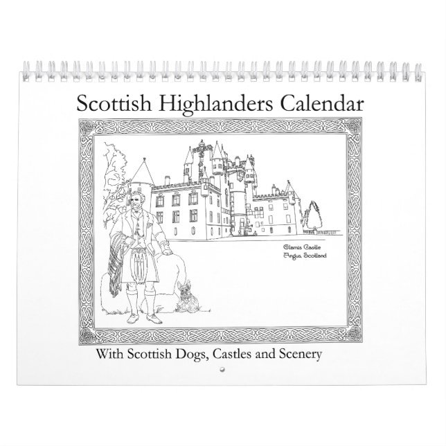 Calendario Highlanders, castillos y perros escoceses (Tapa)