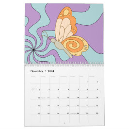 Calendario Hippie Groovy Wave Butterfly retro 70
