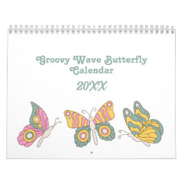 Calendario Hippie Groovy Wave Butterfly retro 70