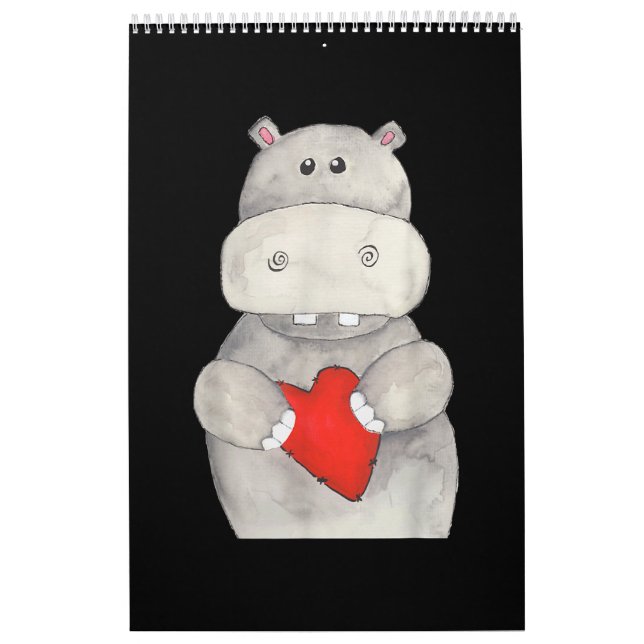 Calendario Hippopótamo cutáneo| Love Hippo (Tapa)