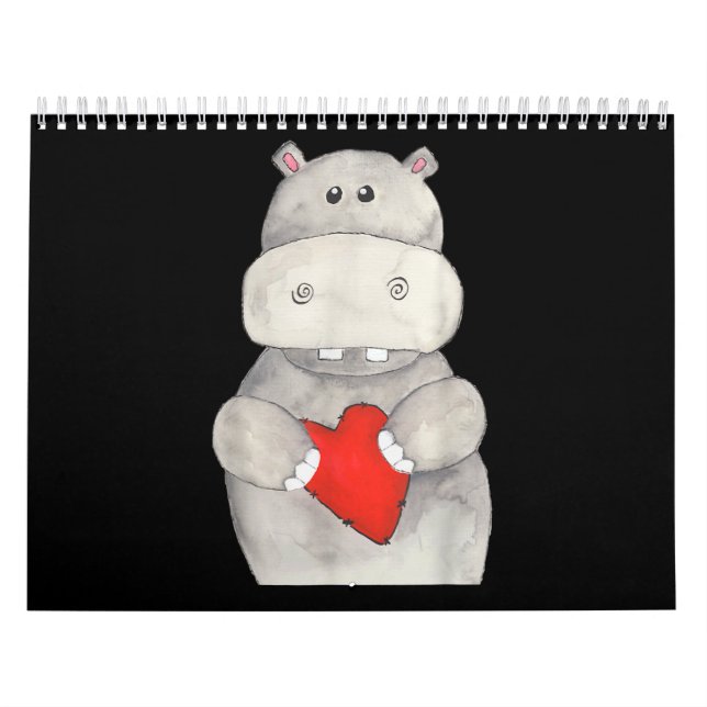 Calendario Hippopótamo cutáneo| Love Hippo (Tapa)