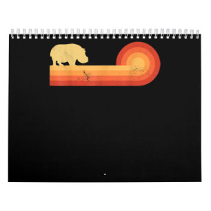 Calendario Hippopótamo retro 60 s 70 Hippo