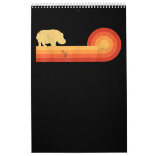 Calendario Hippopótamo retro 60 s 70 Hippo
