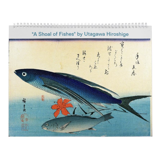 Calendario  Hiroshige es una muestra de peces japoneses impre (Tapa)