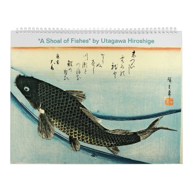Calendario  Hiroshige es una muestra de peces japoneses impre (Tapa)
