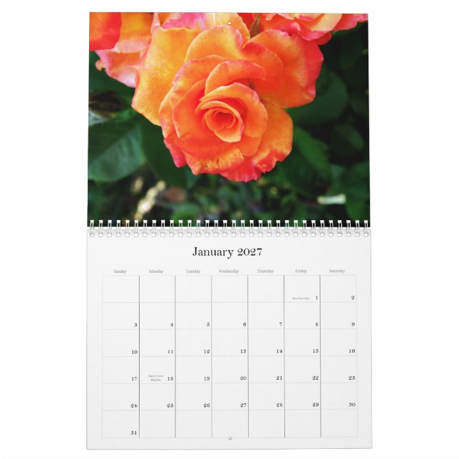 Calendario hoja de plátano verde (Jan 2027)