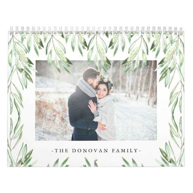 Calendario Hojas botánicas de acuarela de moda | Foto (Tapa)