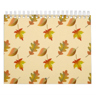 Calendario Hojas de roble acogedoras de arce de otoño