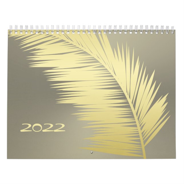Calendario Hojas doradas de palma tropical (Tapa)