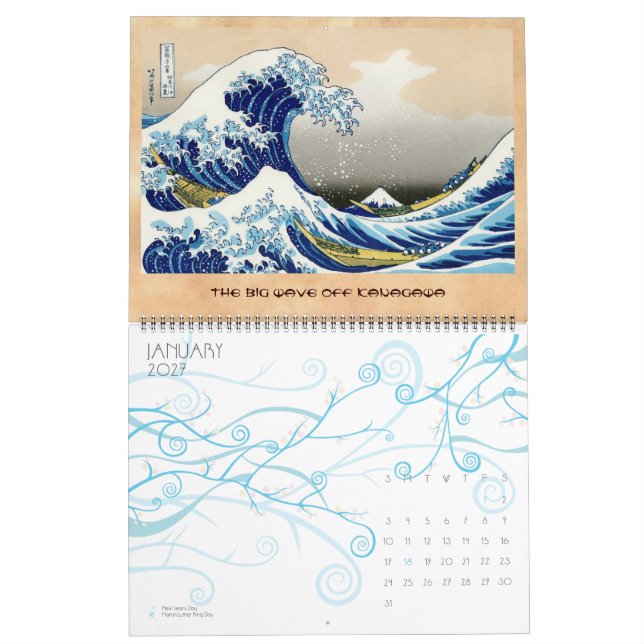 Calendario Hokusai Fuji View de Japón oriental de Guay (Jan 2027)