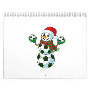 Calendario Hombre de nieve fútbol Navidad amantes del deporte