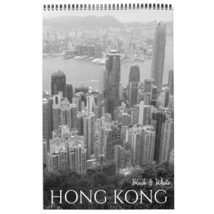 Calendario hong kong blanco y negro 2025