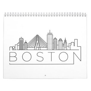 Calendario Horizonte urbano de la ciudad de Boston, Boston Ma