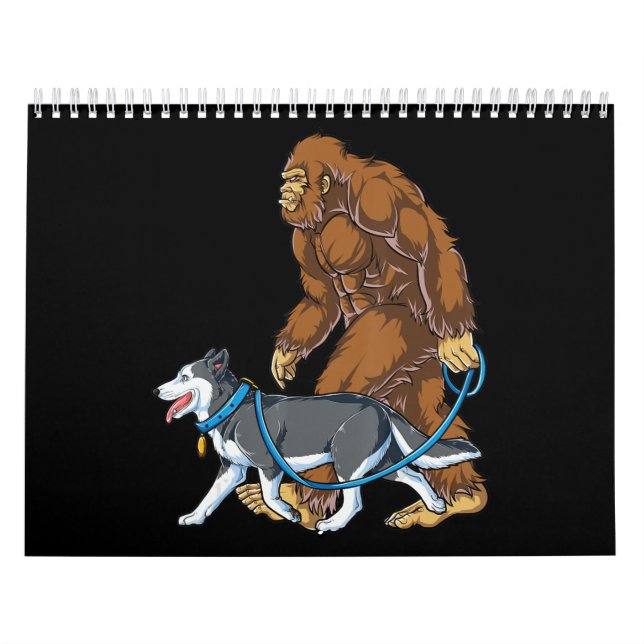 Calendario Husky| Bigfoot Dog Walk Siberian Husky Sasquatch (Tapa)