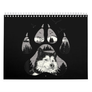 Calendario Husky Husky Paw Alaskan Malamute Montaña Siberiana