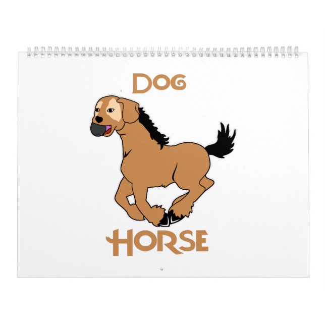 Calendario idea de regalo rara del caballo de perro divertido (Tapa)