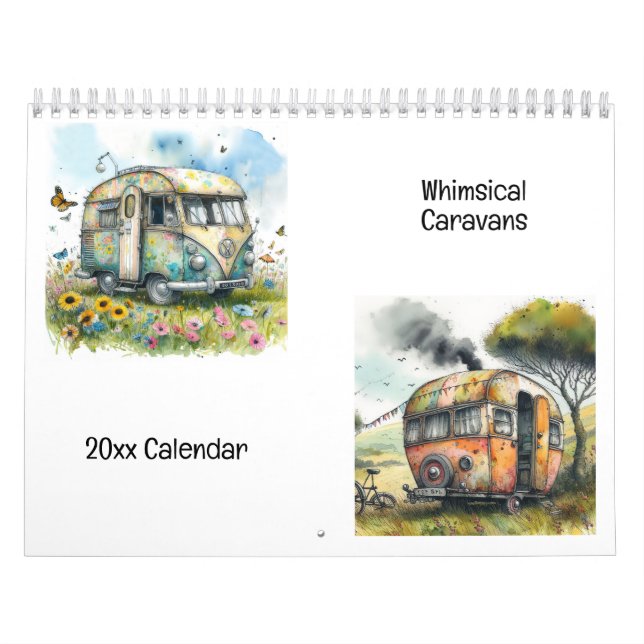 Calendario Ilustracion acuarela de Caravanas de época caprich (Tapa)