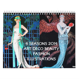 Calendario ilustracion DE LA MODA DE LA BELLEZA DE ARTDECO 20