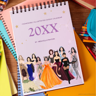 Calendario Ilustracion de moda, signos de zodiaco, zodiaco