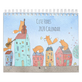 Calendario Ilustracion de tonos de agua curvos Mensual