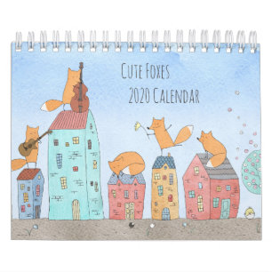 Calendario Ilustracion de tonos de agua curvos Mensual