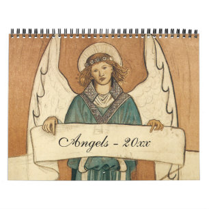 Calendario Ilustracion vintage Ángeles religiosos, religiosos