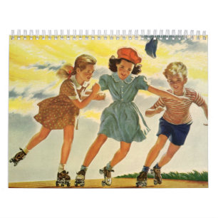 Calendario Ilustración Vintage Niños