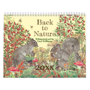 Calendario Ilustraciones de animales caprichosas y lindas de 