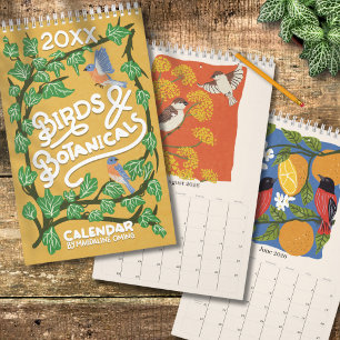 Calendario Ilustraciones de aves y botánica vintage 2027