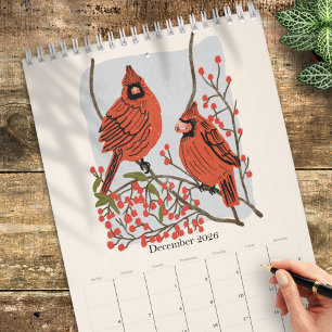 Calendario Ilustraciones de aves y botánica vintage 2027