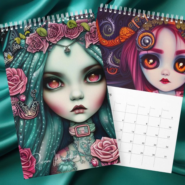 Calendario Ilustraciones de Chicas de Ricaso Gothic (Ricaso Gothic Girls Illustrations Calendar by Ricaso. Start at any month and year. )